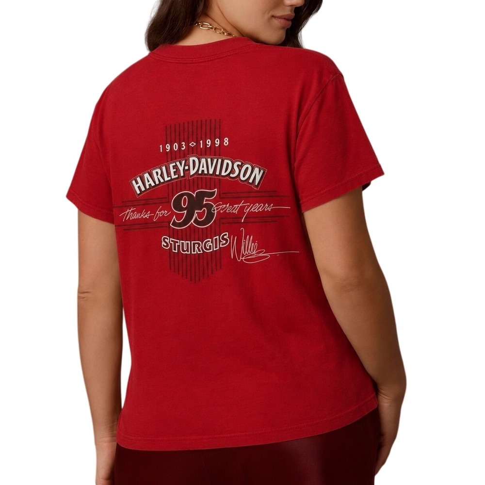 Harley Davidson Motorcycles Vintage Red Anniversary (1903-1998) Sturgis T-Shirt